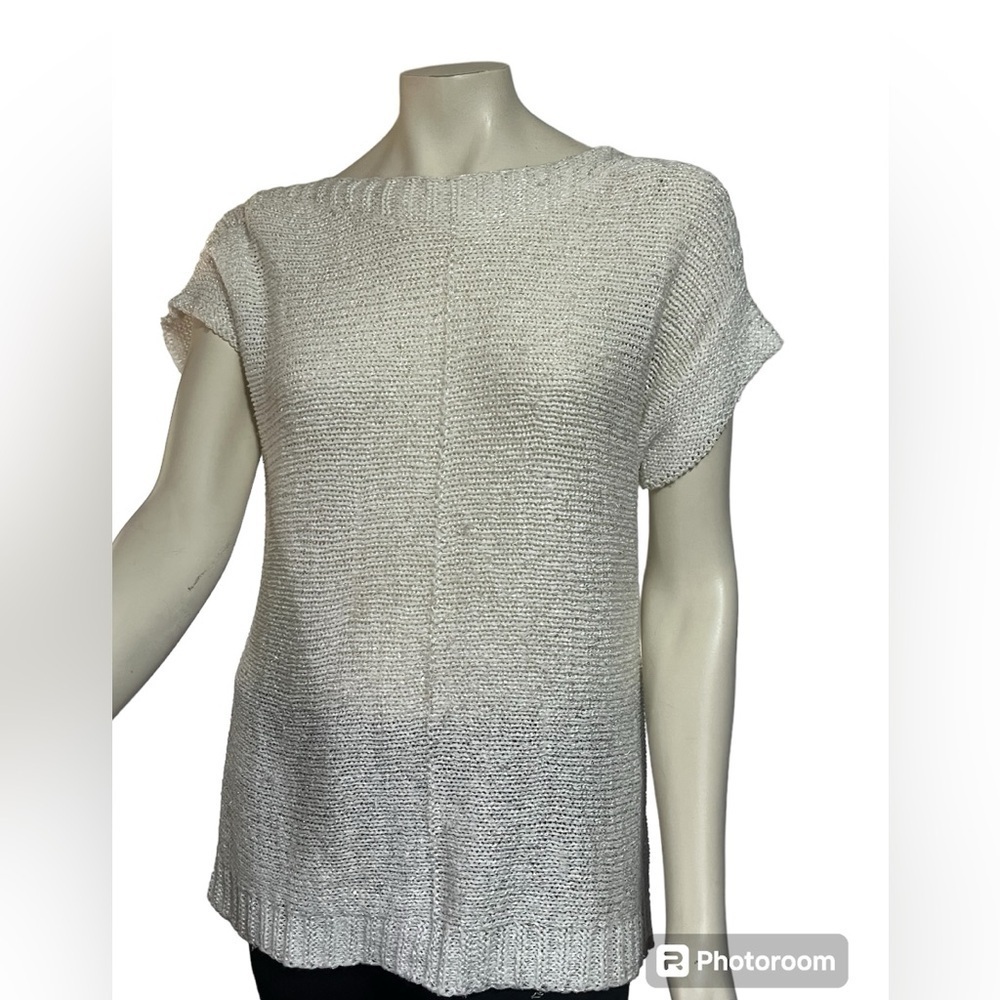 Cable & Gauge White /Silver Sweater Sz Med